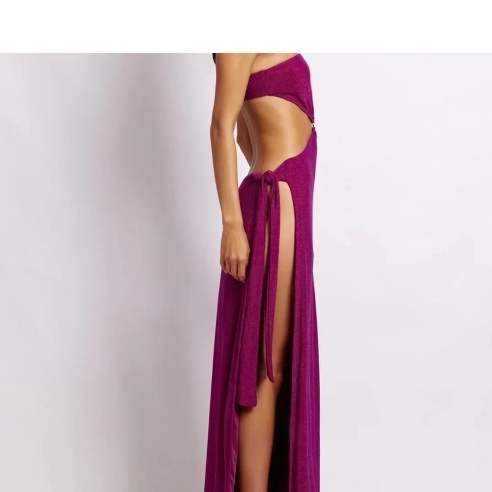 NWT Meshki Sierra Strapless Shimmer Dress XL Violet Shimmer